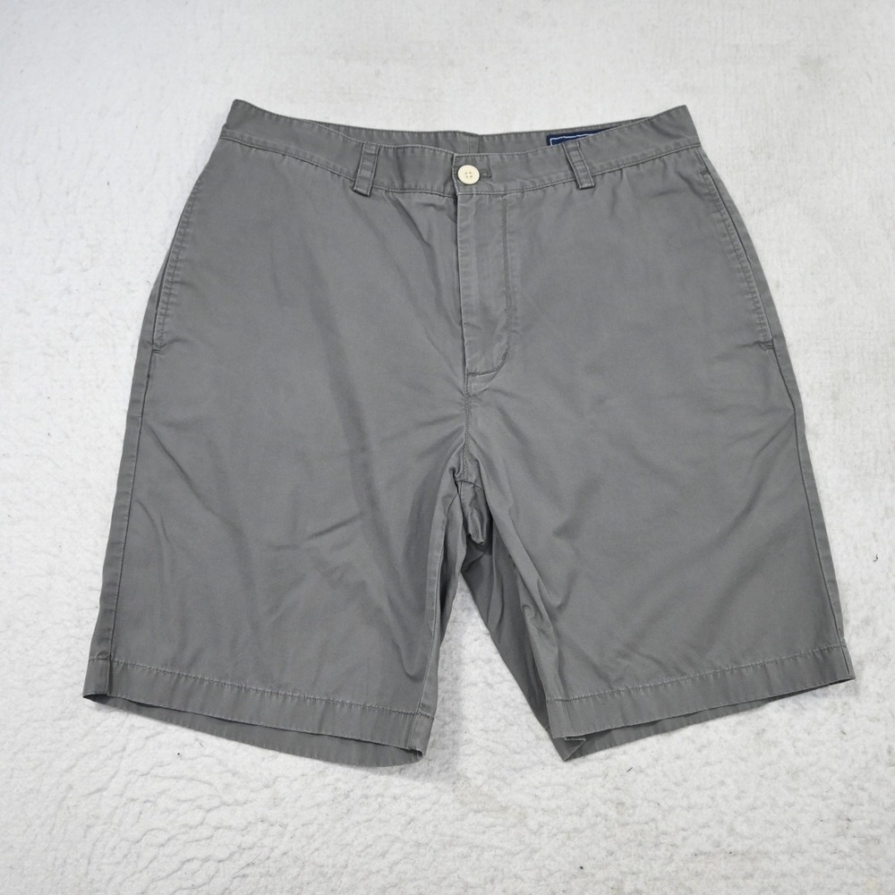 Vineyard Vines Club Short Mens 32 Gray Chino Cotton Twill Flat Front Whale Logo